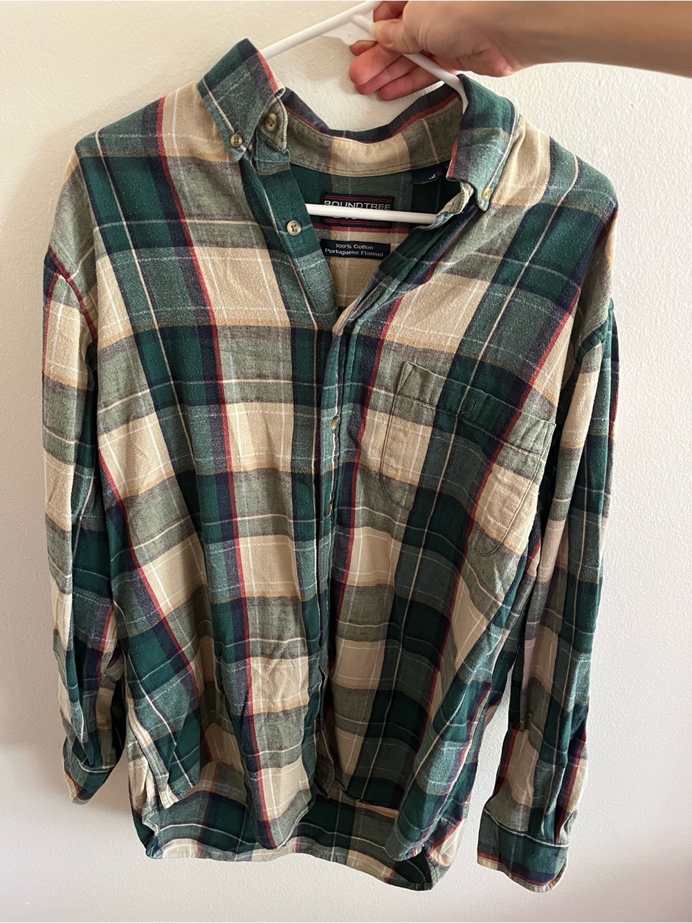 The Foundry Supply Co. Green and Cream Plaid Button-Up Shirt
